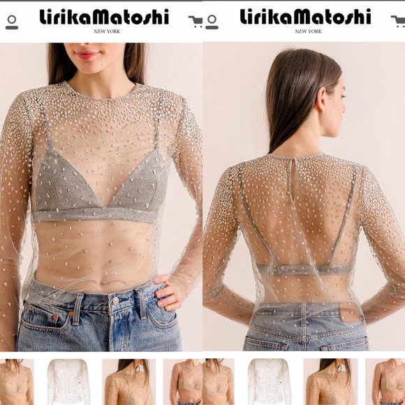 LIRIKA MATOSHI - NWOT Cascading Shimmer Top - Gold - Picture 2 of 4